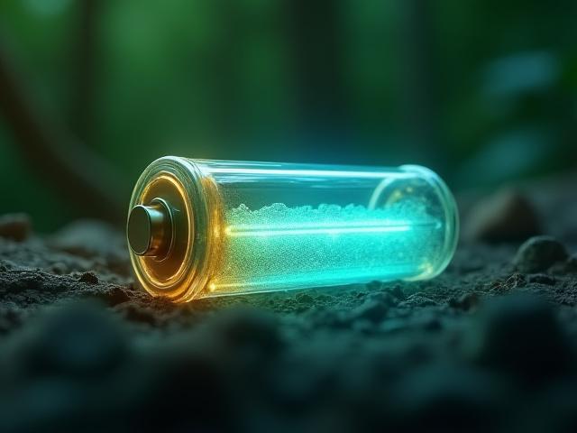 Bild på innovativt batteri tillverkat av skogsmaterial