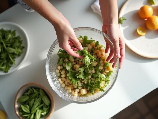 Kvinna sorterar matavfall i köket